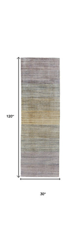 10' Beige and Purple Ombre Hand Woven Runner Rug